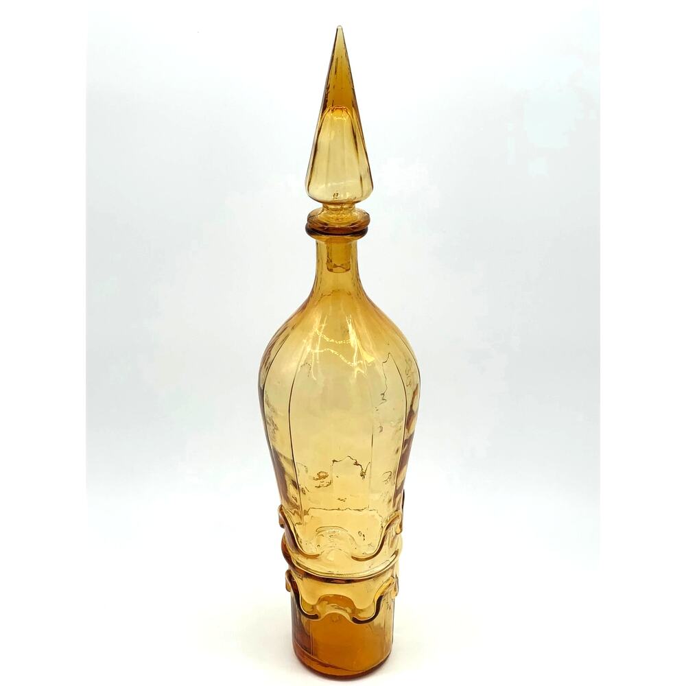 Amber Empoli Genie Bottle with Flame Style Stopper